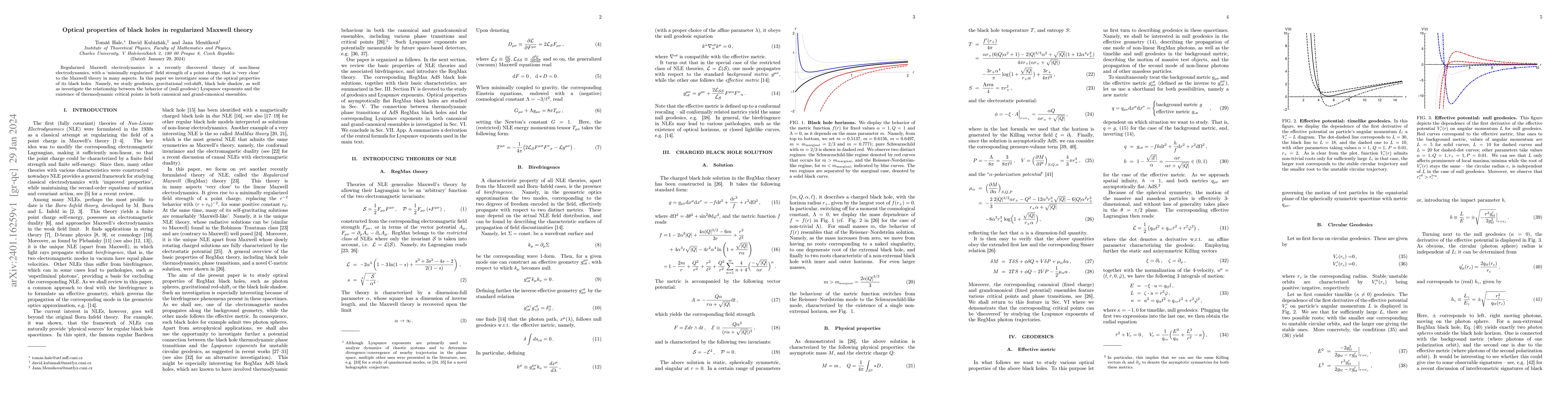 Thumbnail for Optical properties of black holes in regularized Maxwell theory