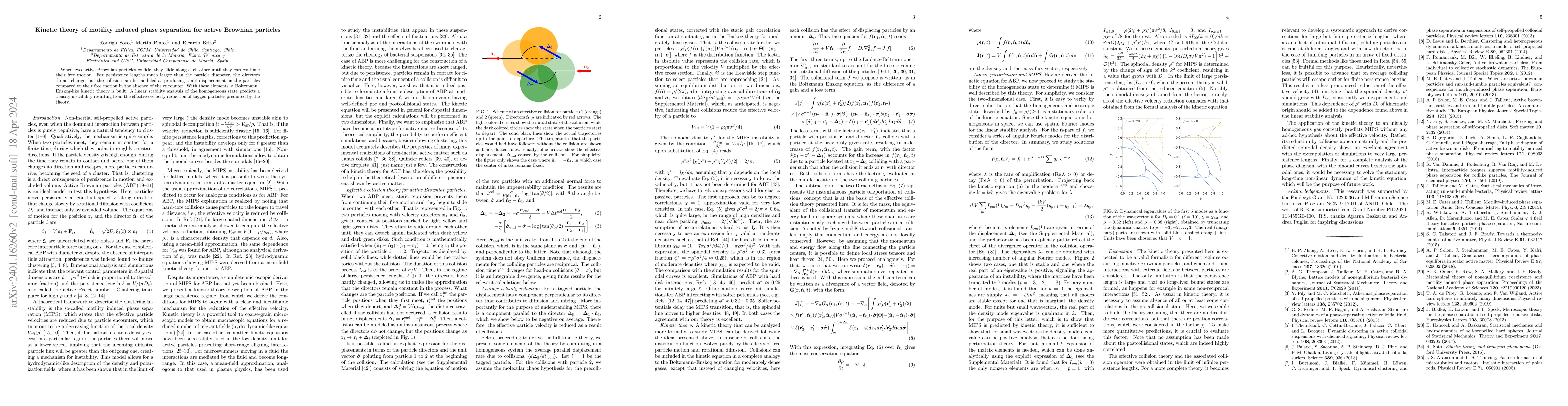 Thumbnail for Kinetic theory of motility induced phase separation for active Brownian
  particles