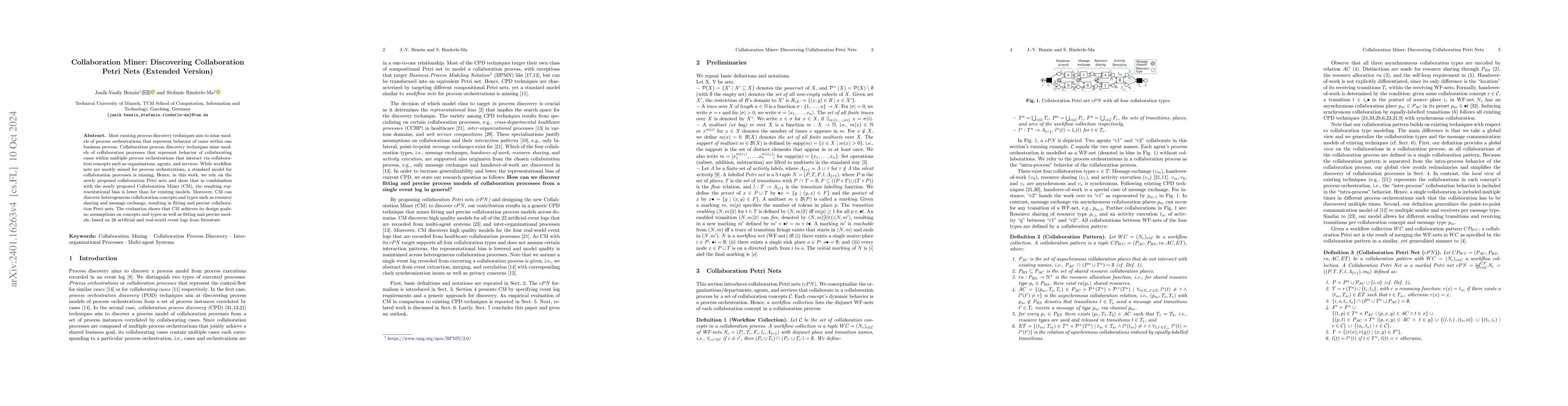 Thumbnail for Collaboration Petri Nets: Verification, Equivalence, and Discovery
  (Extended Version)