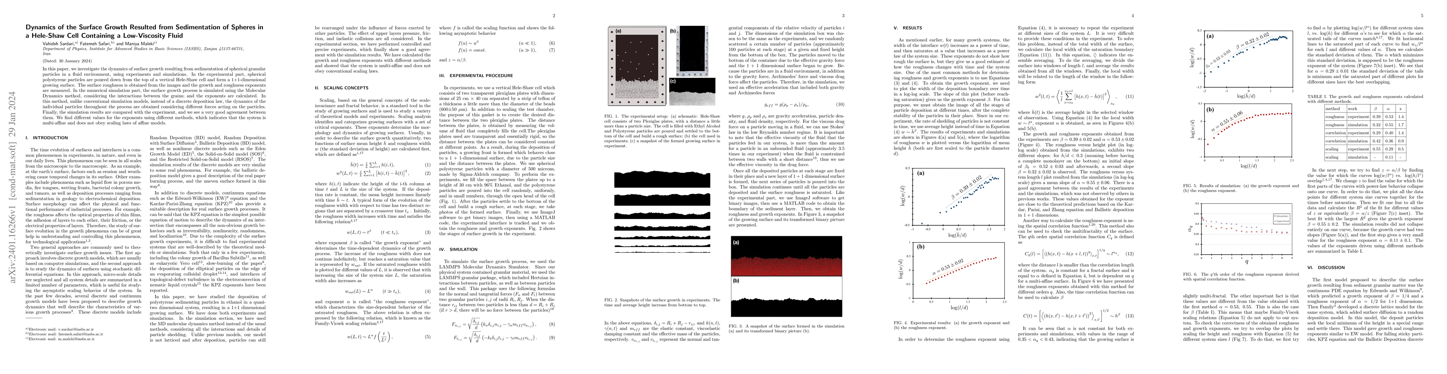Thumbnail for Dynamics of the Surface Growth Resulted from Sedimentation of Spheres in
  a Hele-Shaw Cell Containing a Low-Viscosity Fluid