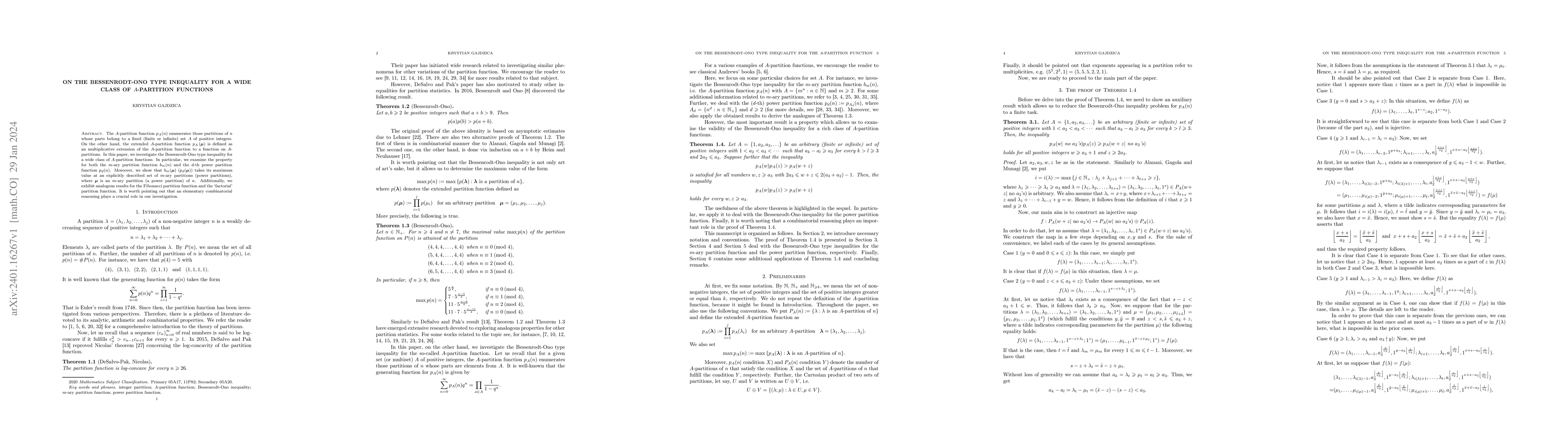 Thumbnail for On the Bessenrodt-Ono type inequality for a wide class of $A$-partition
  functions