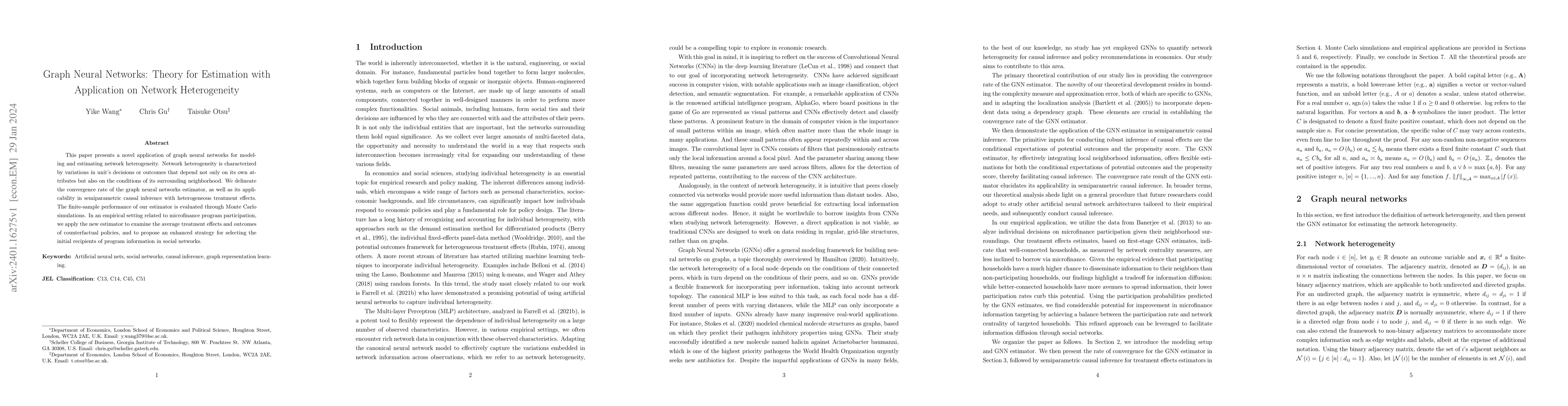 Thumbnail for Graph Neural Networks: Theory for Estimation with Application on Network
  Heterogeneity
