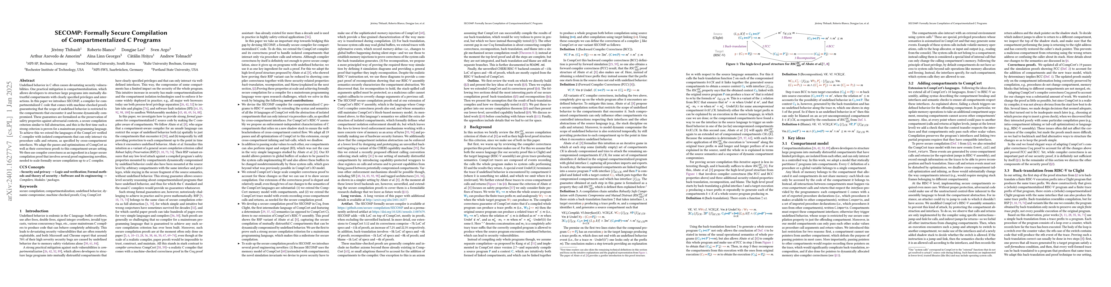 Thumbnail for SECOMP: Formally Secure Compilation of Compartmentalized C Programs