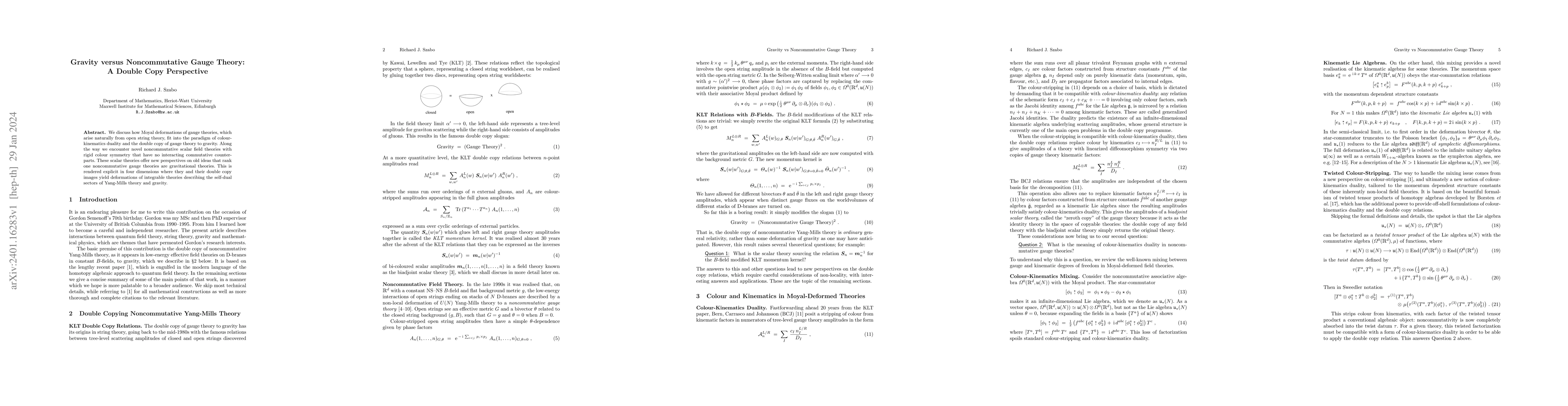 Thumbnail for Gravity versus Noncommutative Gauge Theory: A Double Copy Perspective