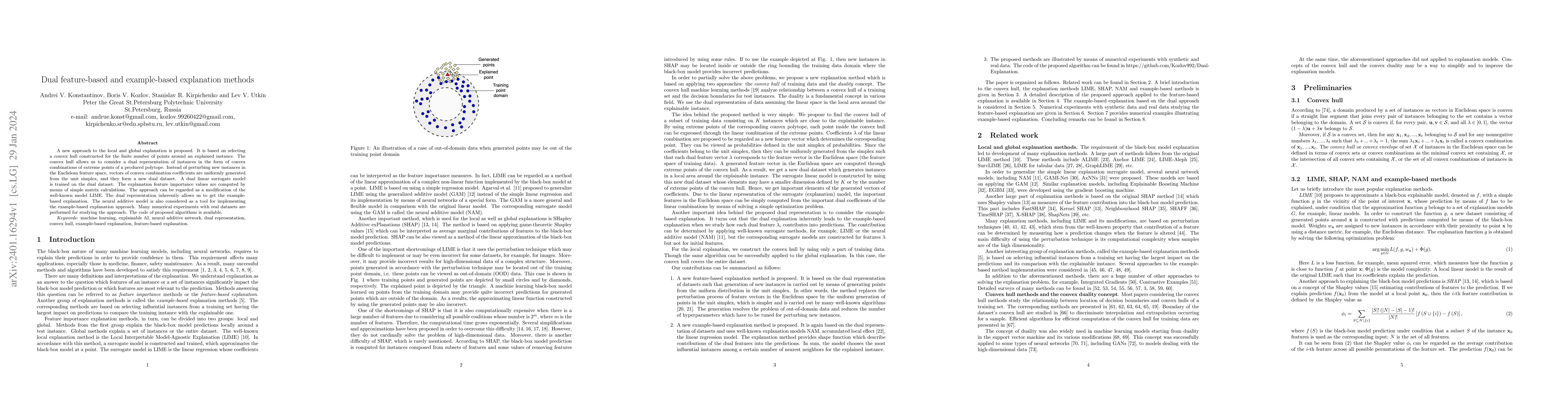 Thumbnail for Dual feature-based and example-based explanation methods