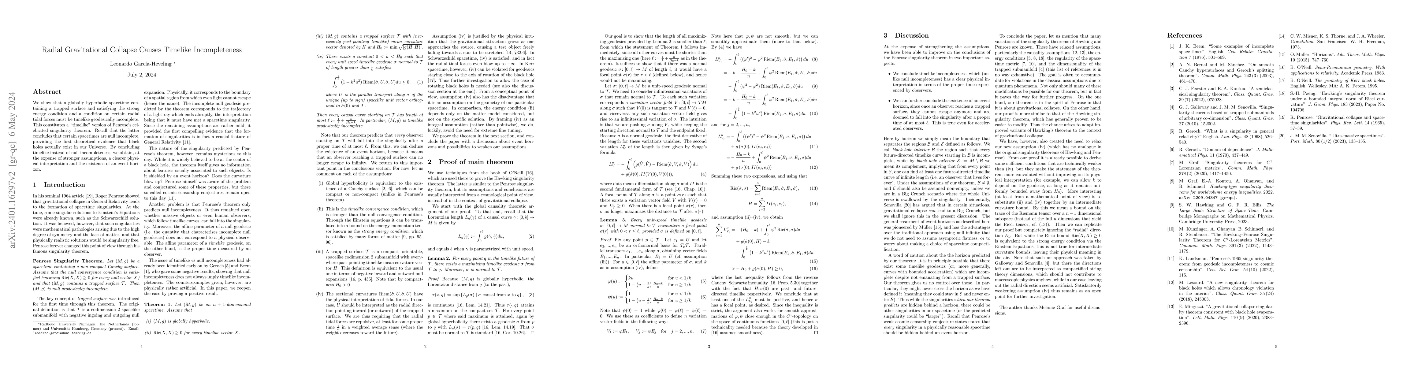 Thumbnail for Radial Gravitational Collapse Causes Timelike Incompleteness