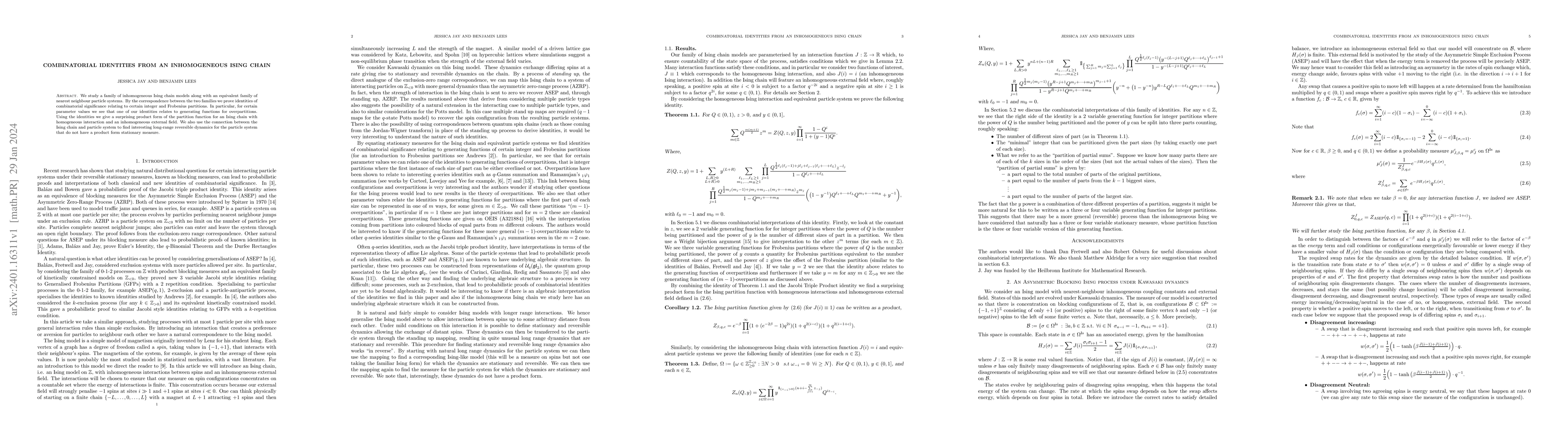 Thumbnail for Combinatorial identities from an inhomogeneous Ising chain