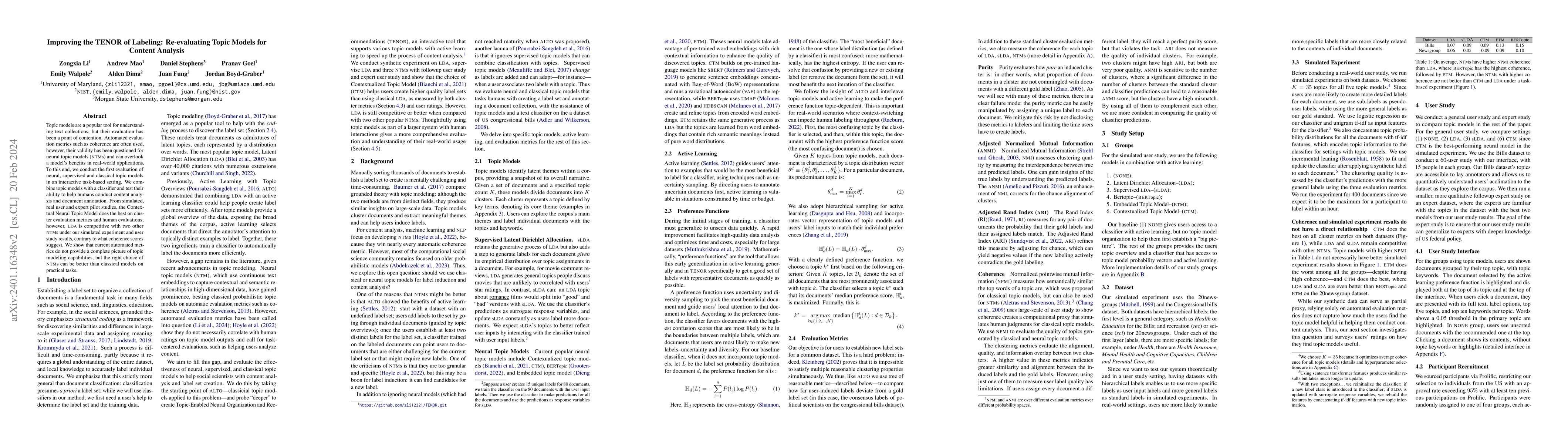 Thumbnail for Improving the TENOR of Labeling: Re-evaluating Topic Models for Content
  Analysis