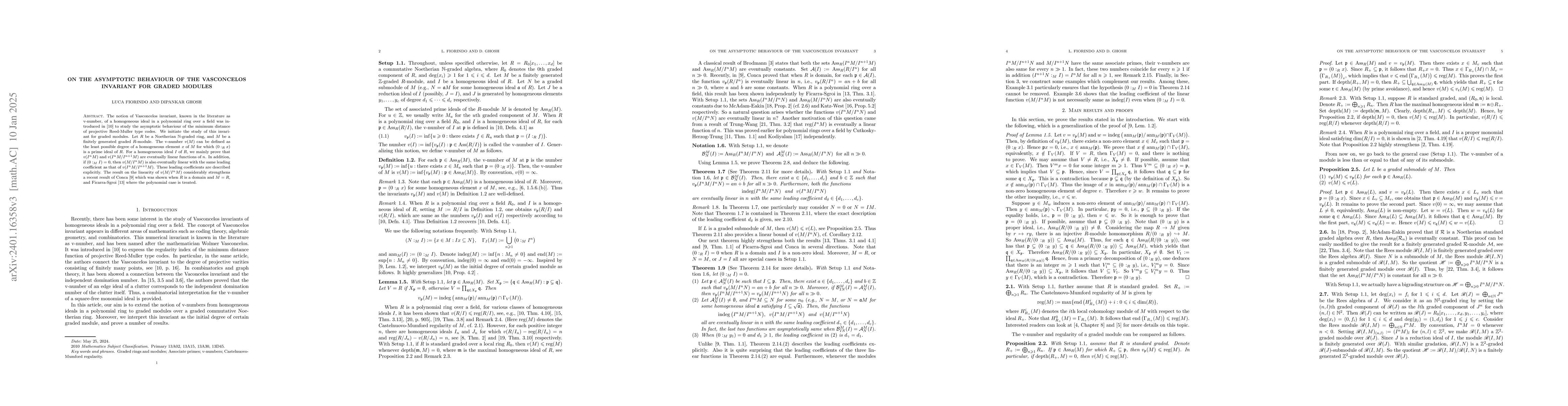 Thumbnail for On the asymptotic behaviour of the Vasconcelos invariant for graded
  modules