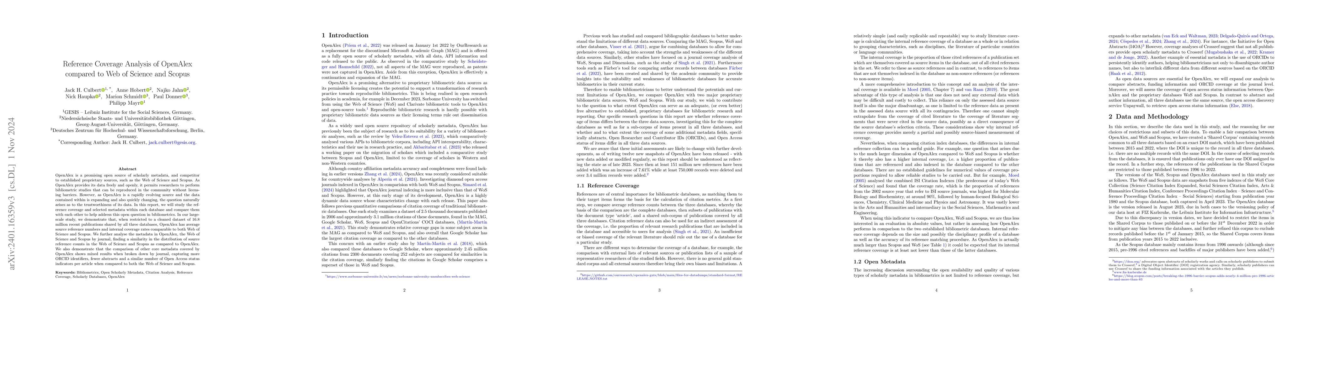 Thumbnail for Reference Coverage Analysis of OpenAlex compared to Web of Science and
  Scopus