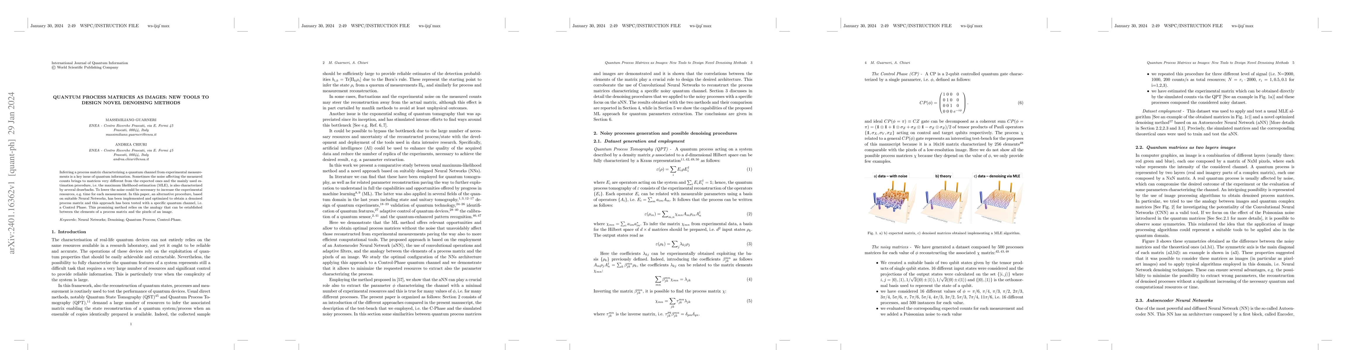 Thumbnail for Quantum process matrices as images: new tools to design novel denoising
  methods