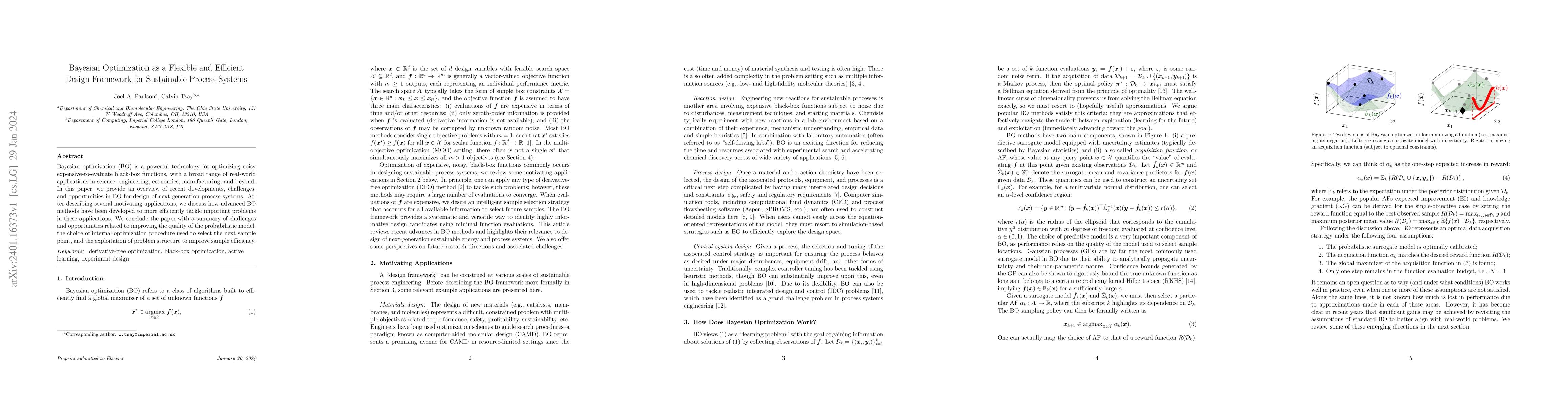 Thumbnail for Bayesian optimization as a flexible and efficient design framework for
  sustainable process systems