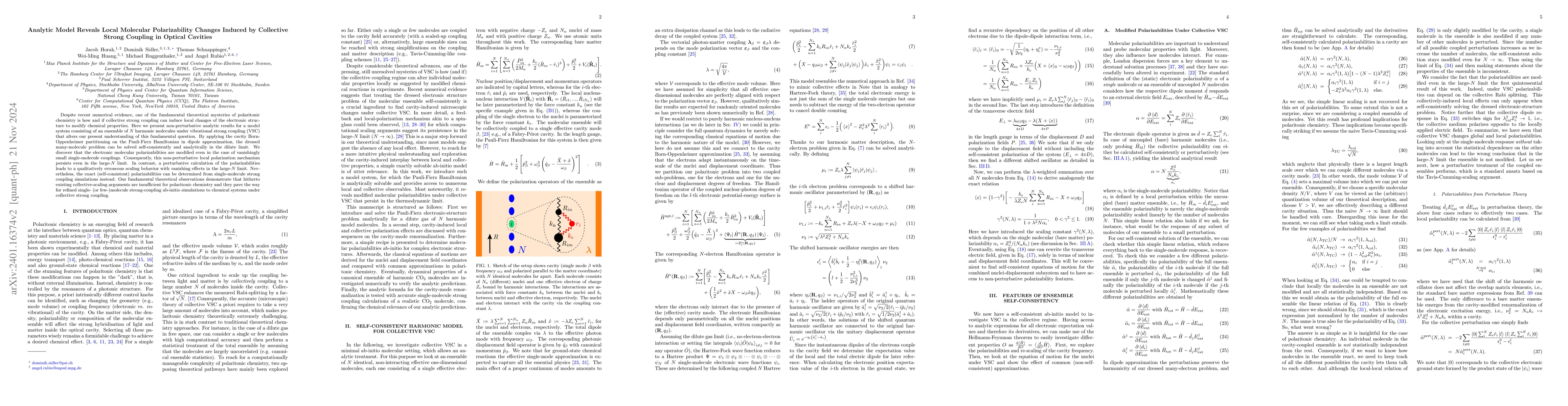 Thumbnail for Analytic Model for Molecules Under Collective Vibrational Strong
  Coupling in Optical Cavities