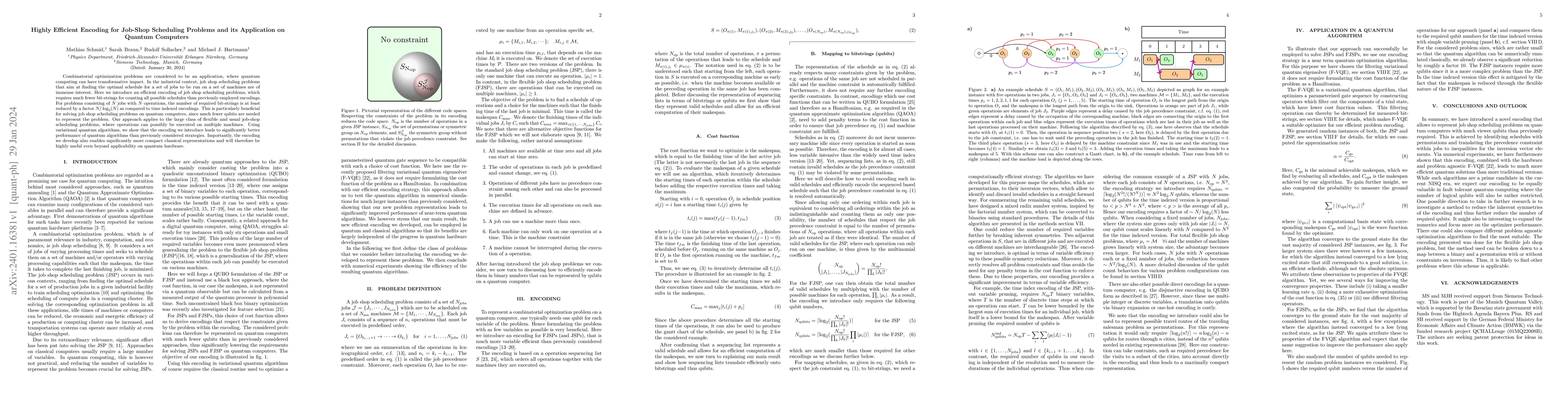 Thumbnail for Highly Efficient Encoding for Job-Shop Scheduling Problems and its
  Application on Quantum Computers