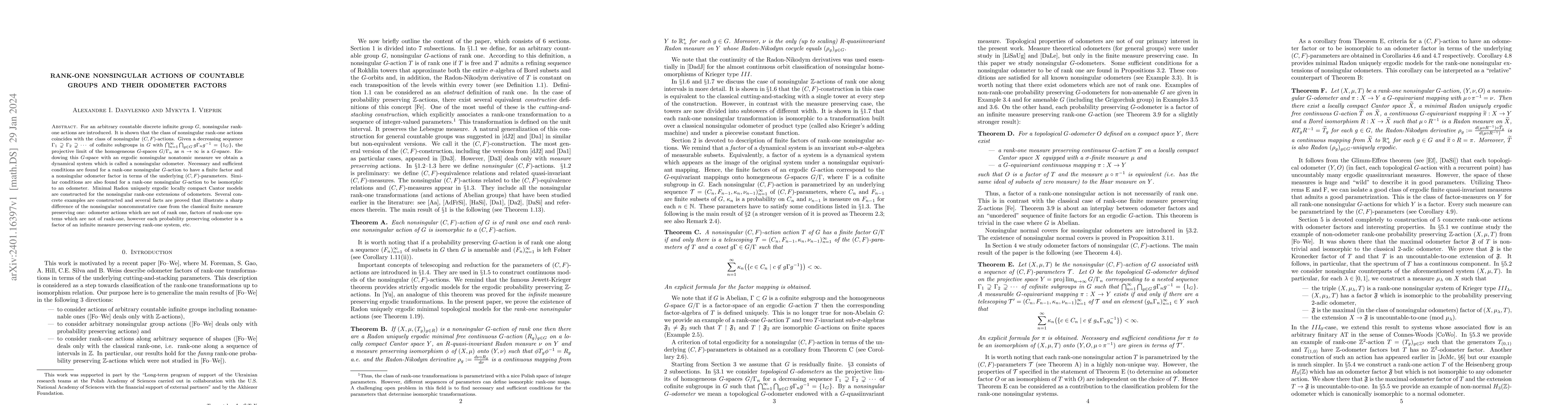 Thumbnail for Rank-one nonsingular actions of countable groups and their odometer
  factors