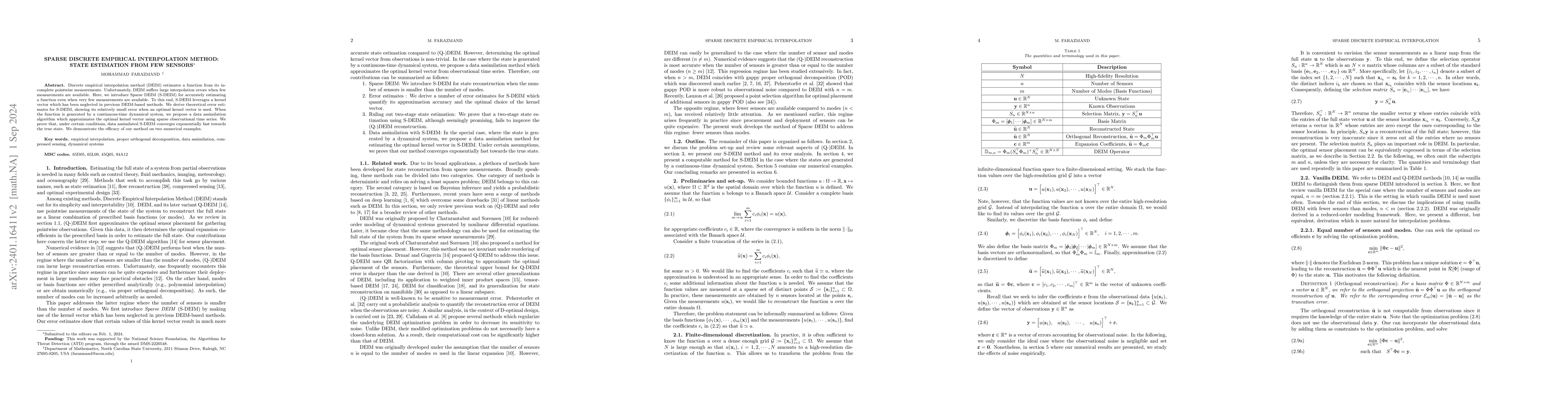 Thumbnail for Sparse Discrete Empirical Interpolation Method: State Estimation from
  Few Sensors