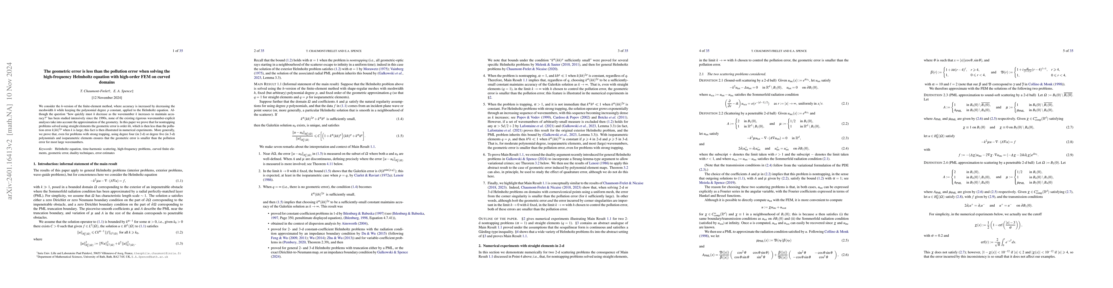 Thumbnail for The geometric error is less than the pollution error when solving the
  high-frequency Helmholtz equation with high-order FEM on curved domains