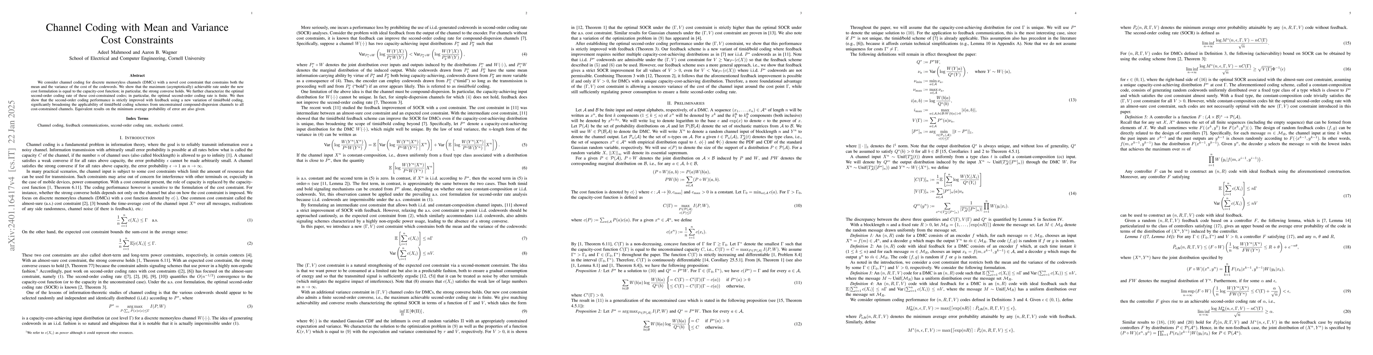 Thumbnail for Channel Coding with Mean and Variance Cost Constraints