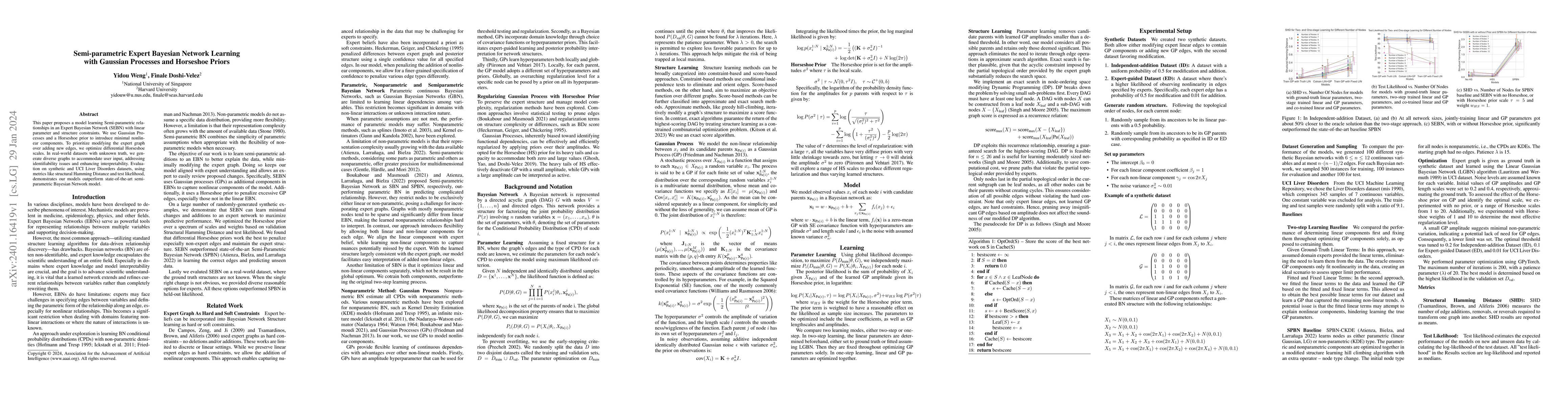 Thumbnail for Semi-parametric Expert Bayesian Network Learning with Gaussian Processes
  and Horseshoe Priors