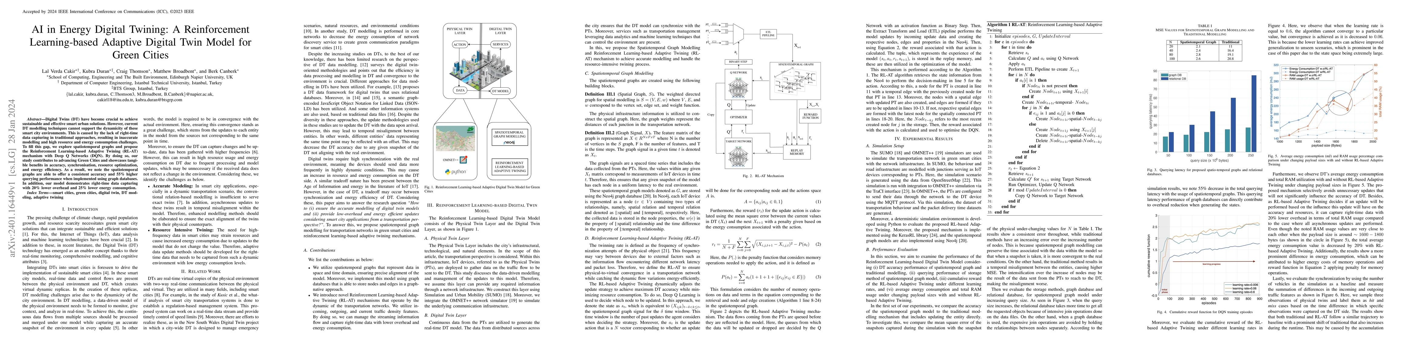Thumbnail for AI in Energy Digital Twining: A Reinforcement Learning-based Adaptive
  Digital Twin Model for Green Cities