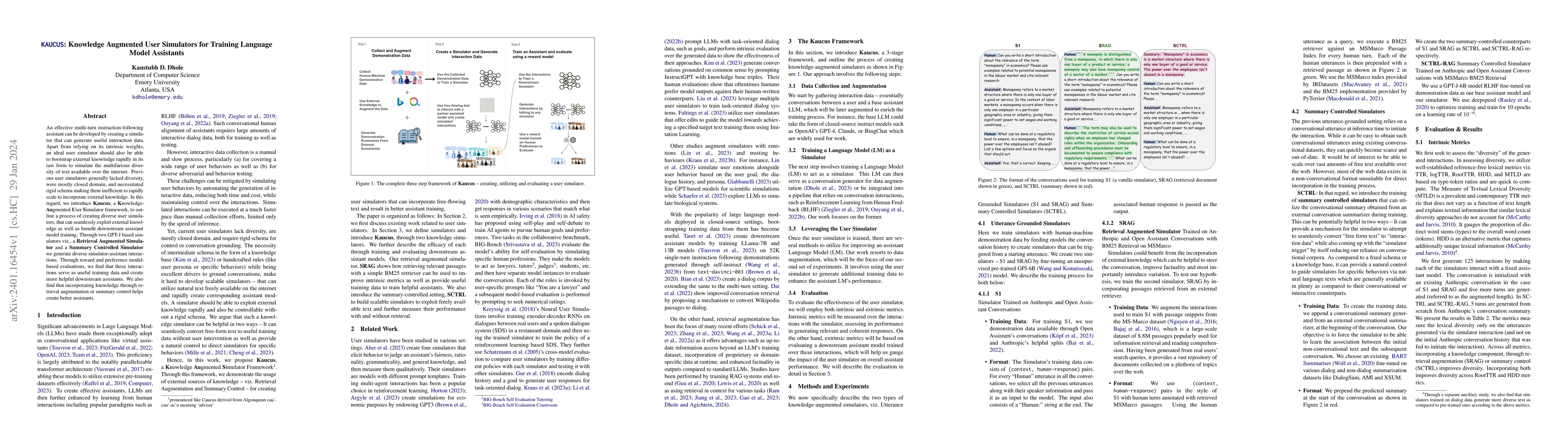 Thumbnail for KAUCUS: Knowledge Augmented User Simulators for Training Language Model
  Assistants