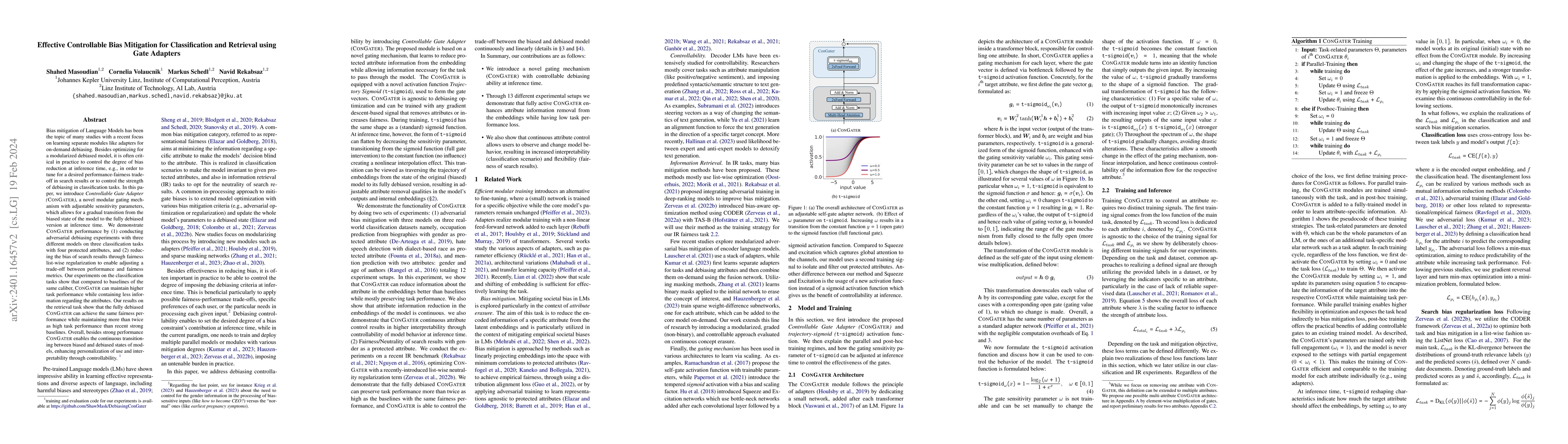 Thumbnail for Effective Controllable Bias Mitigation for Classification and Retrieval
  using Gate Adapters