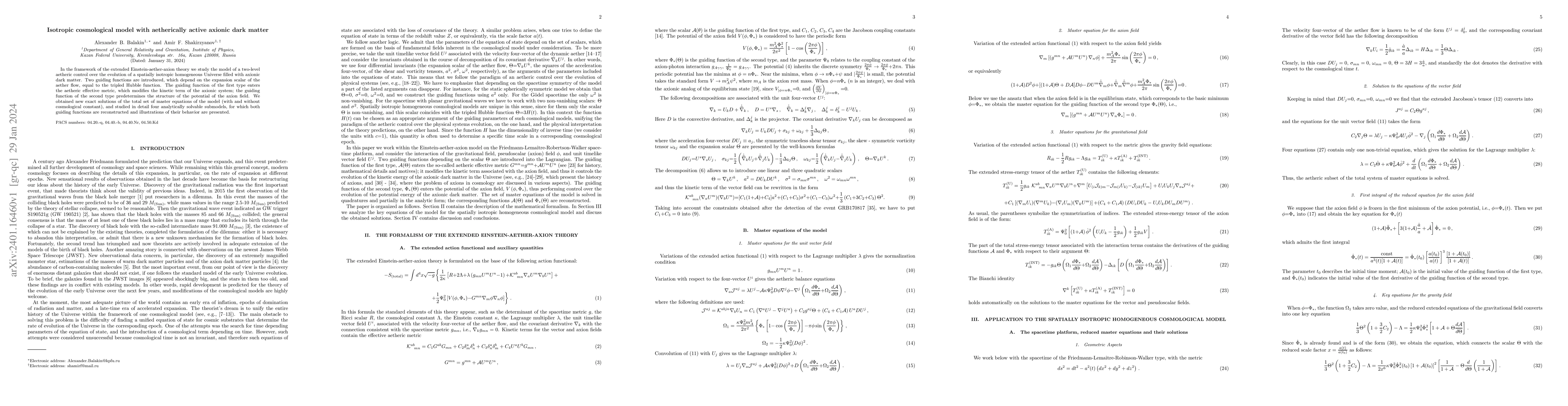 Thumbnail for Isotropic cosmological model with aetherically active axionic dark
  matter