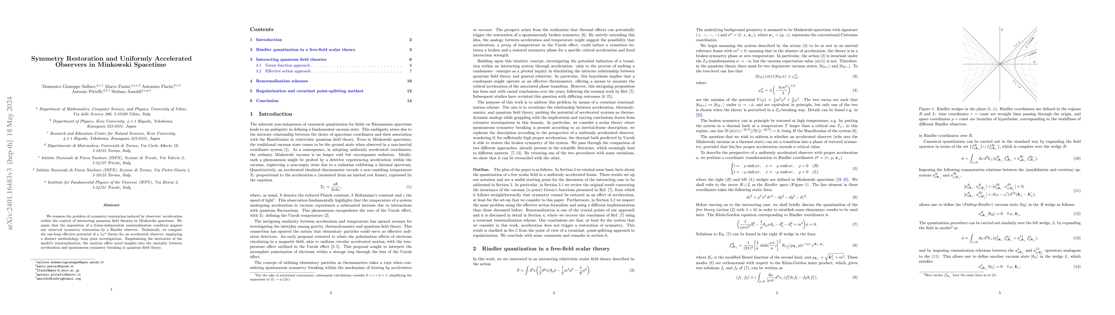 Thumbnail for Symmetry Restoration and Uniformly Accelerated Observers in Minkowski
  Spacetime