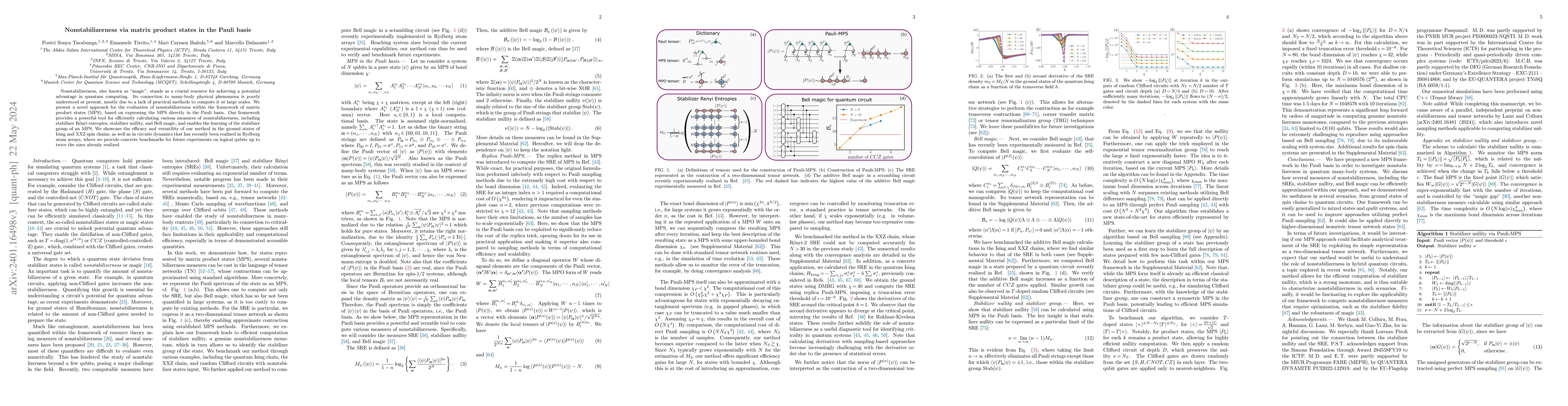 Thumbnail for Nonstabilizerness via matrix product states in the Pauli basis