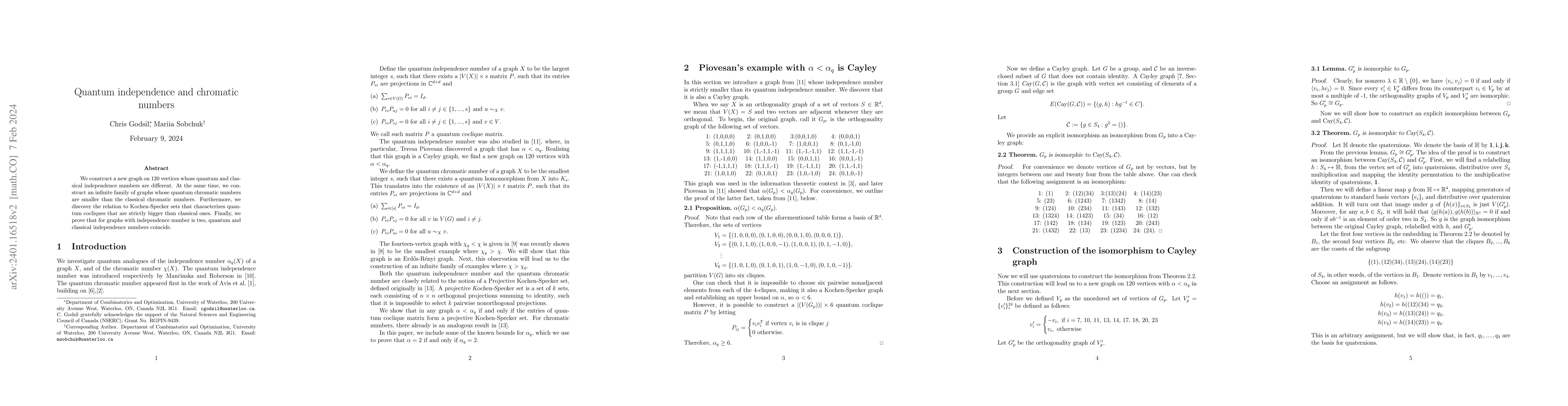 Thumbnail for Quantum independence and chromatic numbers