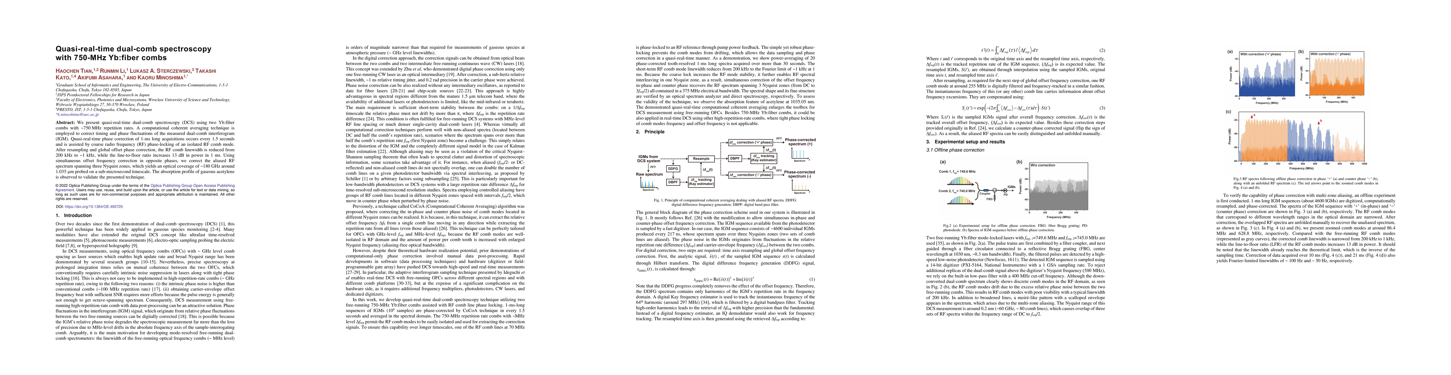 Thumbnail for Quasi-real-time dual-comb spectroscopy with 750-MHz Yb:fiber combs