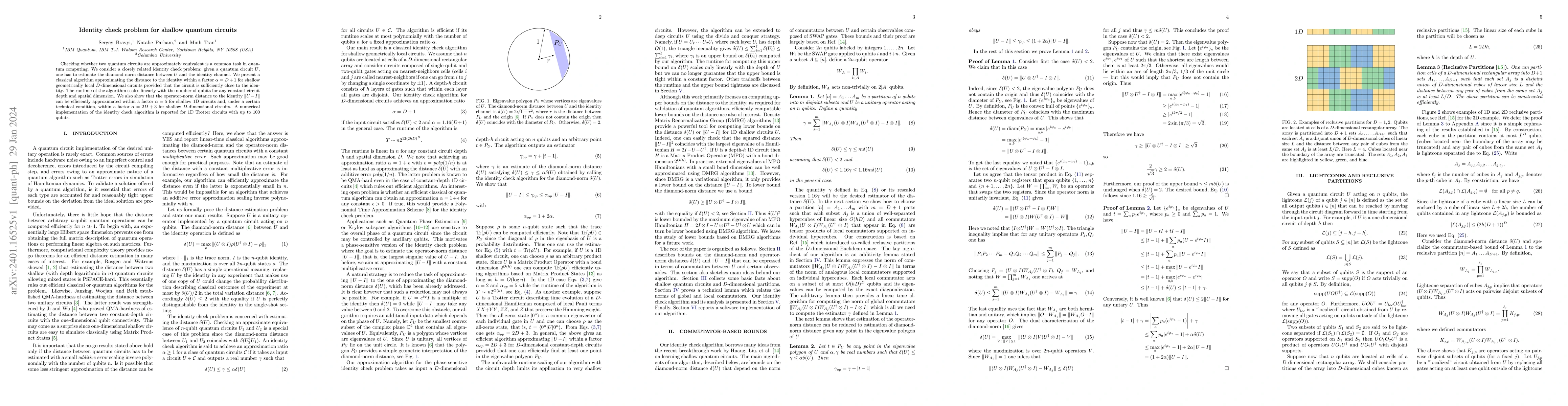 Thumbnail for Identity check problem for shallow quantum circuits