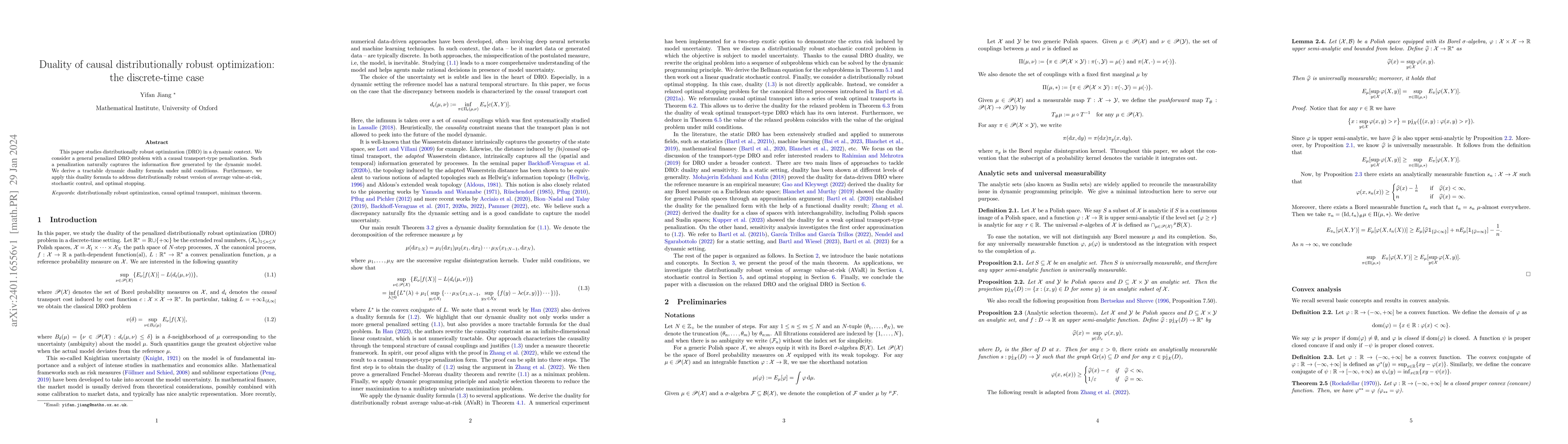 Thumbnail for Duality of causal distributionally robust optimization: the
  discrete-time case