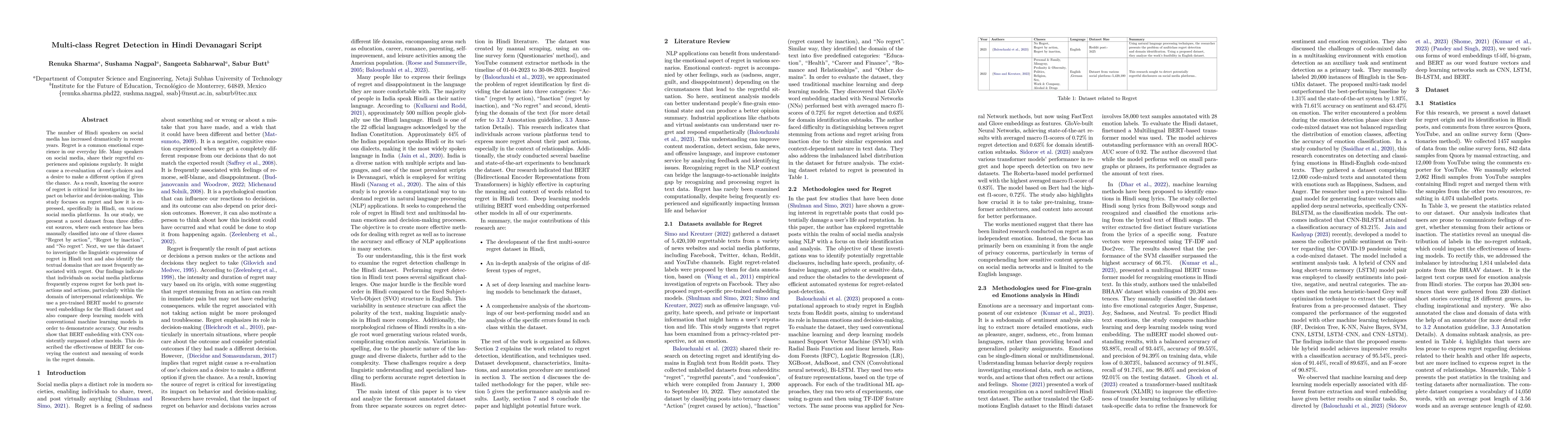Thumbnail for Multi-class Regret Detection in Hindi Devanagari Script