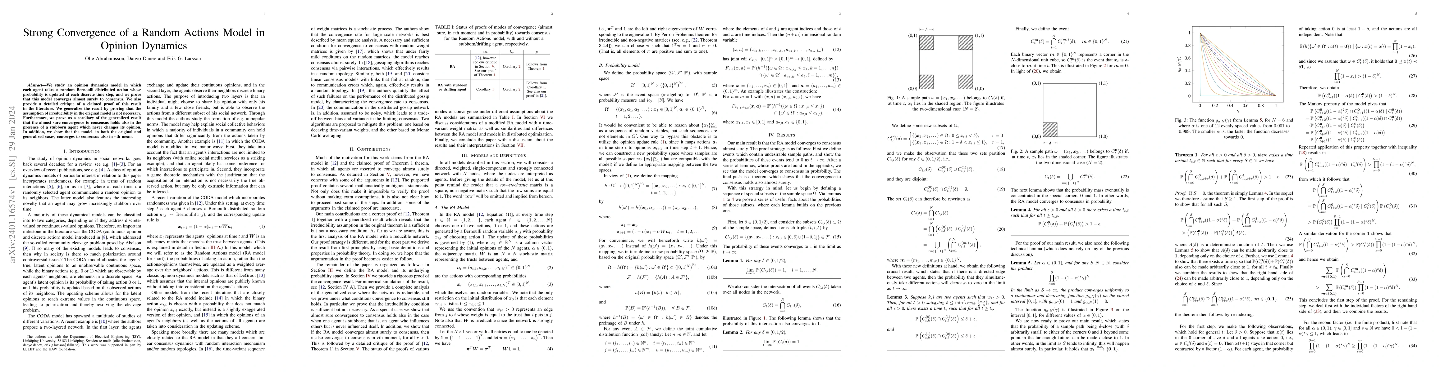 Thumbnail for Strong Convergence of a Random Actions Model in Opinion Dynamics