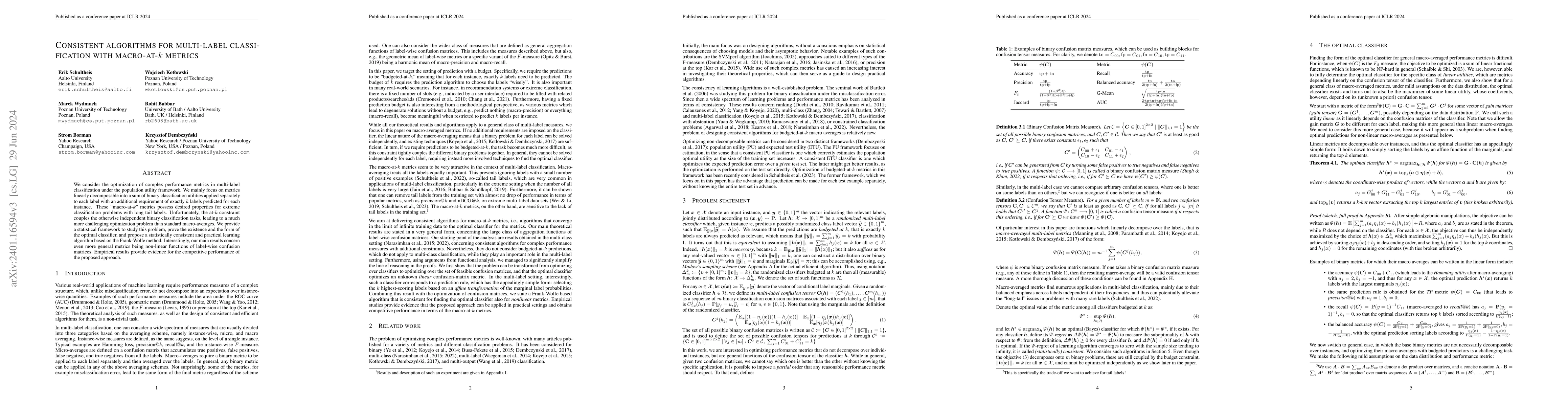 Thumbnail for Consistent algorithms for multi-label classification with macro-at-$k$
  metrics