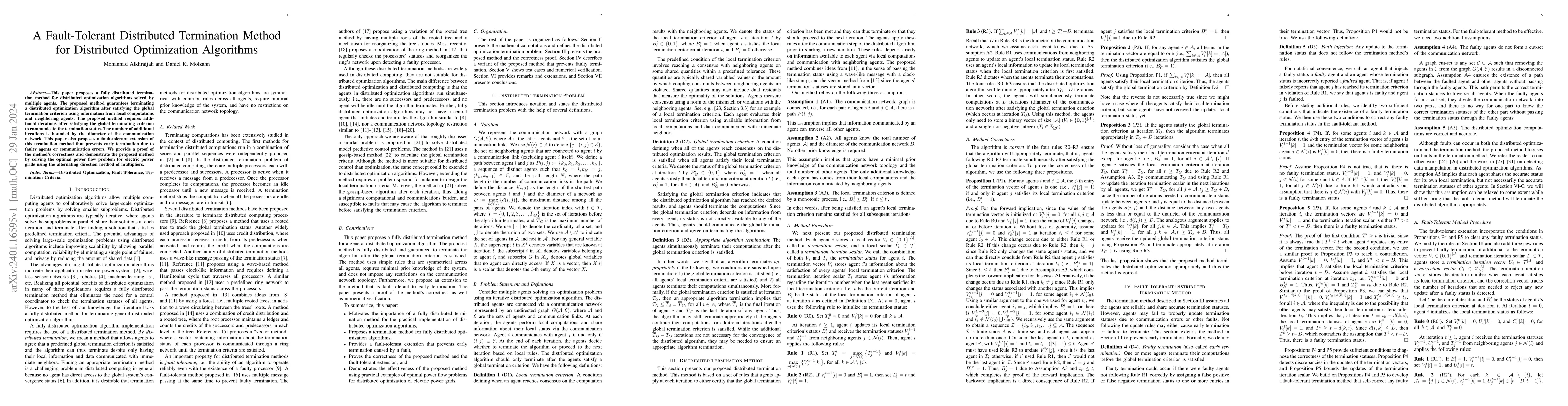 Thumbnail for A Fault-Tolerant Distributed Termination Method for Distributed
  Optimization Algorithms