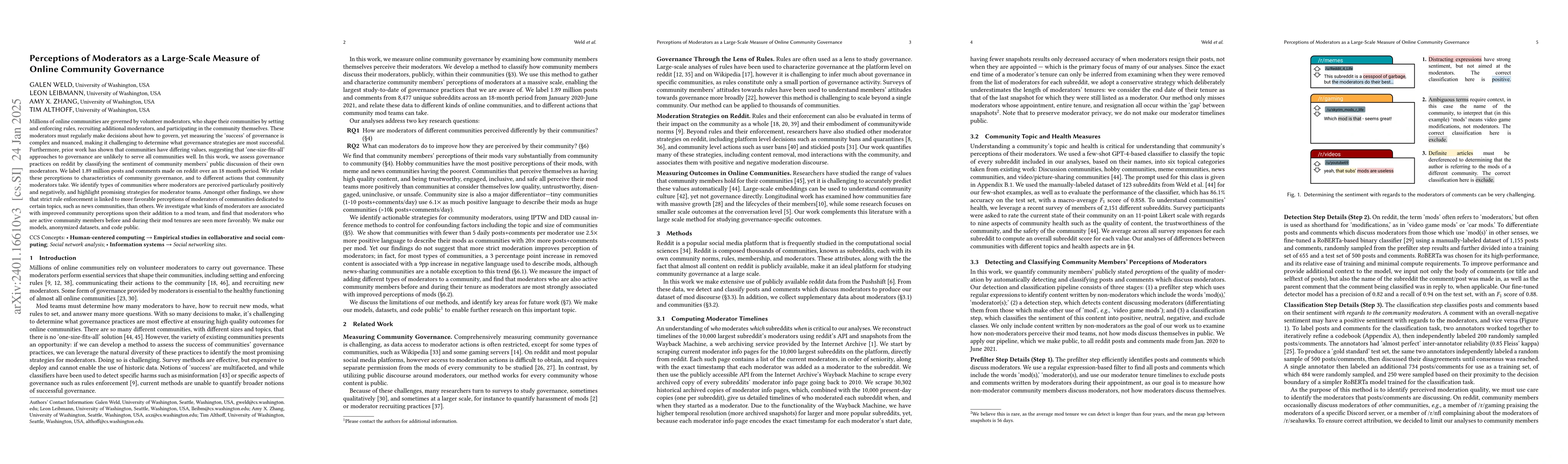 Thumbnail for Perceptions of Moderators as a Large-Scale Measure of Online Community
  Governance
