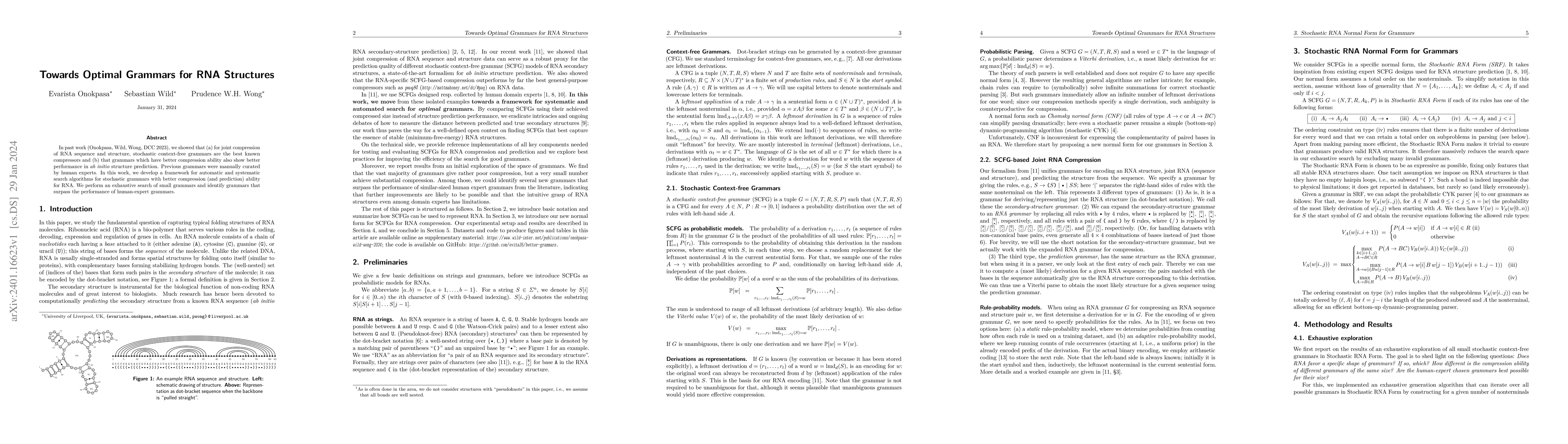 Thumbnail for Towards Optimal Grammars for RNA Structures