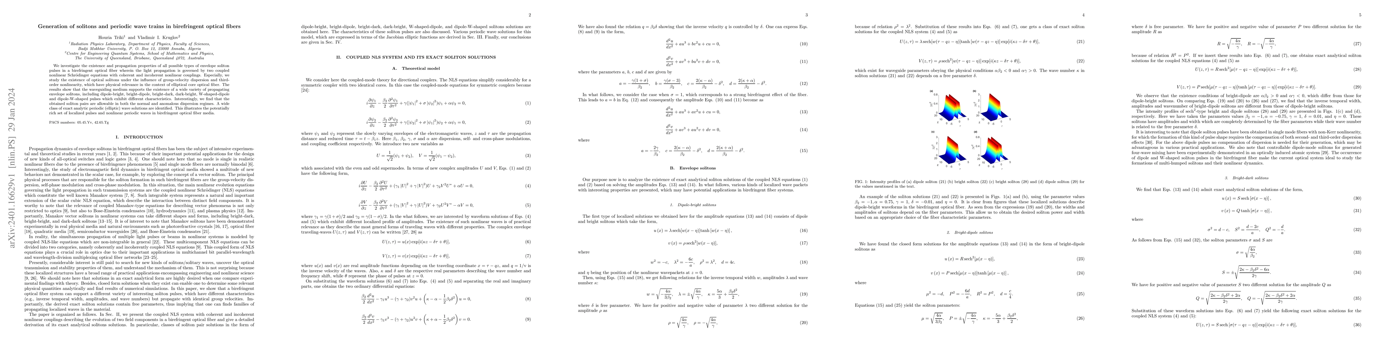 Thumbnail for Generation of solitons and periodic wave trains in birefringent optical
  fibers