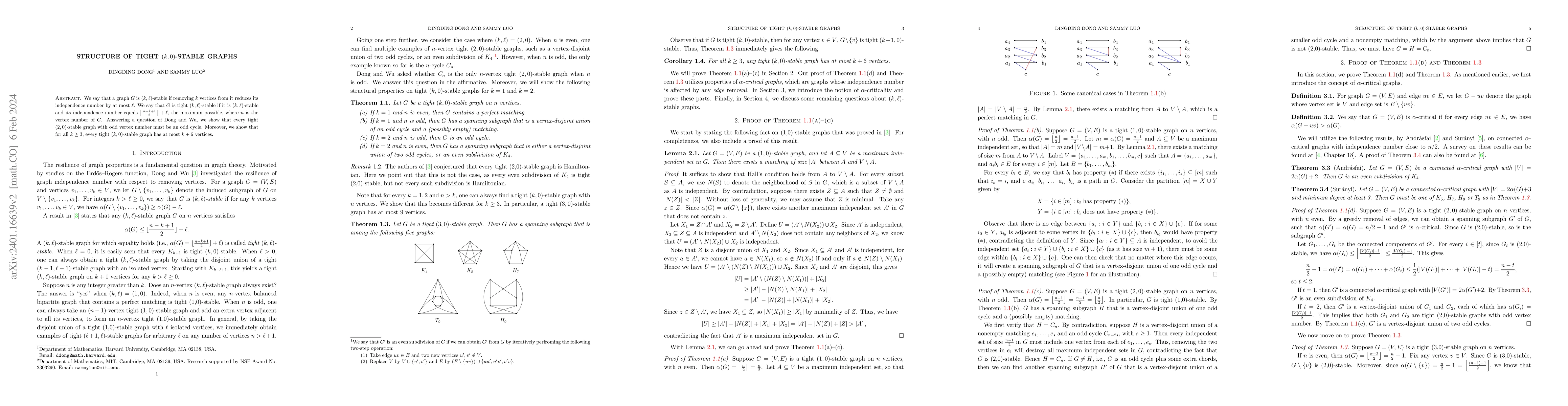 Thumbnail for Structure of tight (k,0)-stable graphs