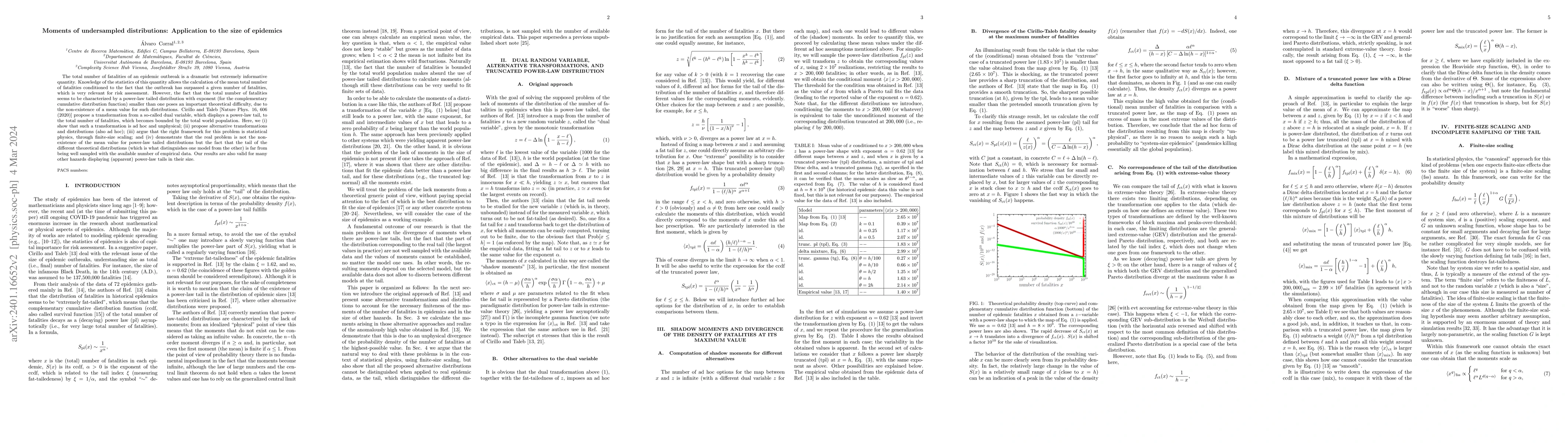 Thumbnail for Moments of undersampled distributions: Application to the size of
  epidemics
