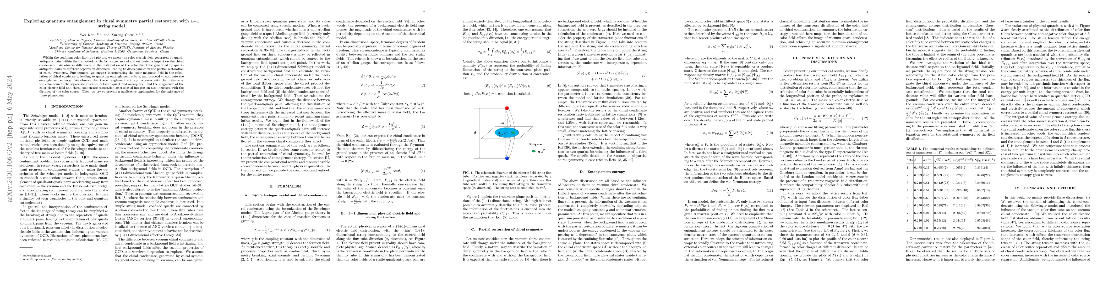 Thumbnail for Exploring quantum entanglement in chiral symmetry partial restoration
  with 1+1 string model