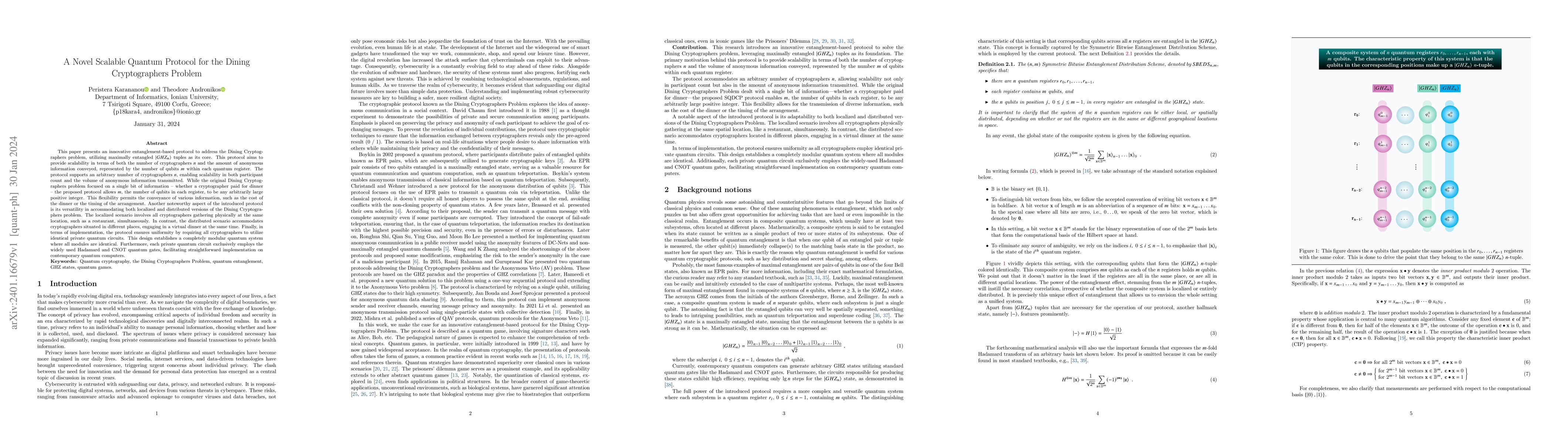 Thumbnail for A Novel Scalable Quantum Protocol for the Dining Cryptographers Problem