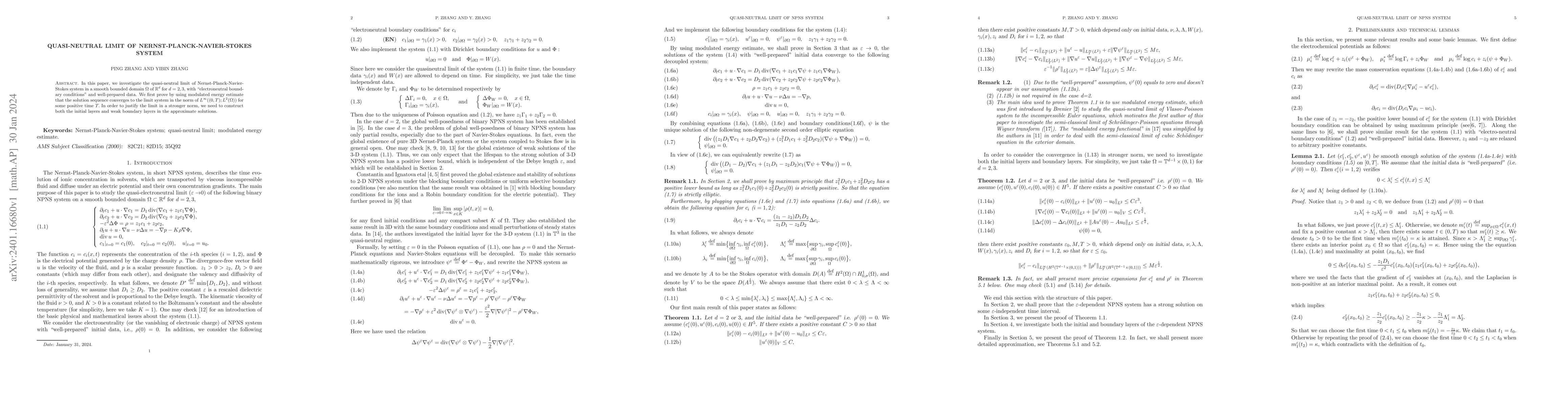 Thumbnail for Quasi-neutral limit of Nernst-Planck-Navier-Stokes system