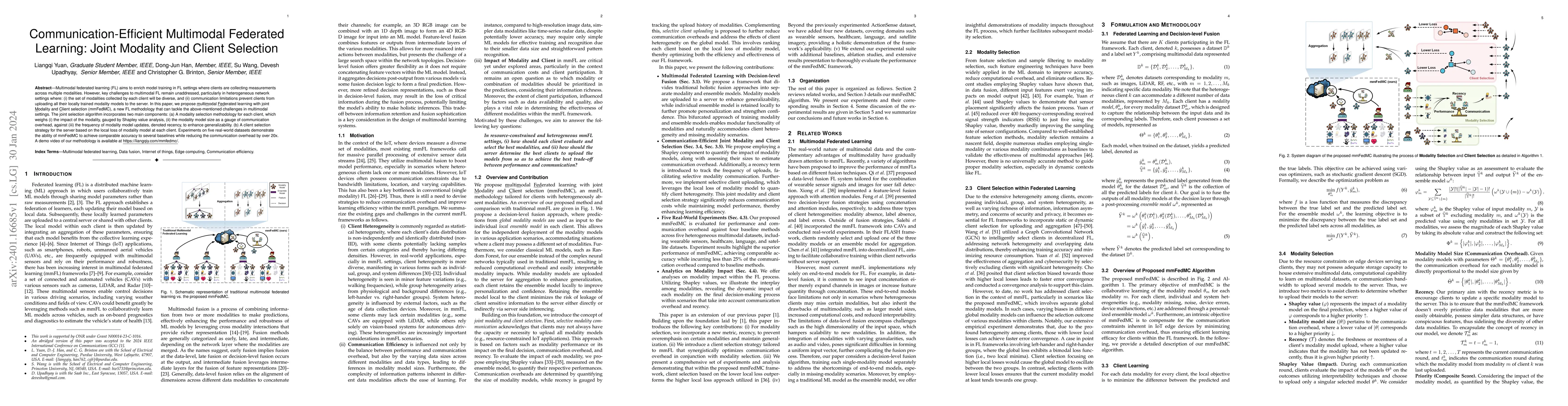 Thumbnail for Communication-Efficient Multimodal Federated Learning: Joint Modality
  and Client Selection