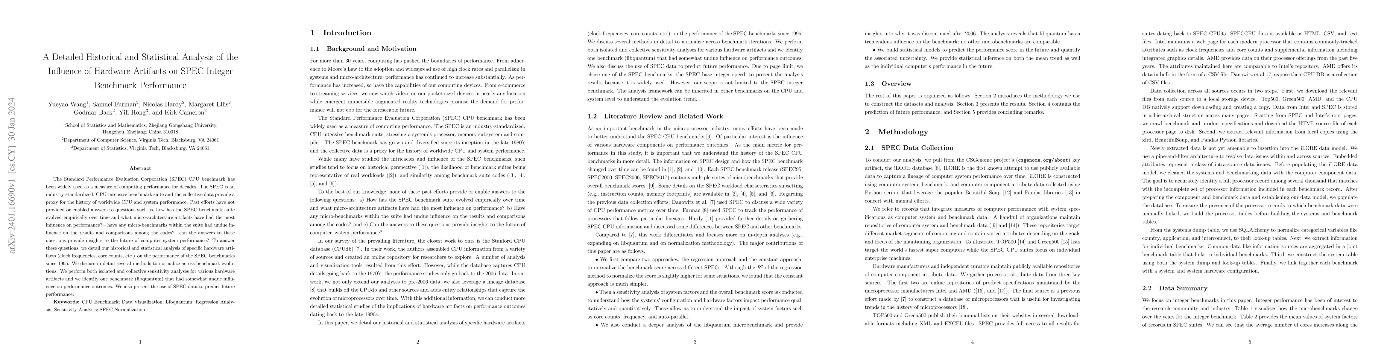 Thumbnail for A Detailed Historical and Statistical Analysis of the Influence of
  Hardware Artifacts on SPEC Integer Benchmark Performance