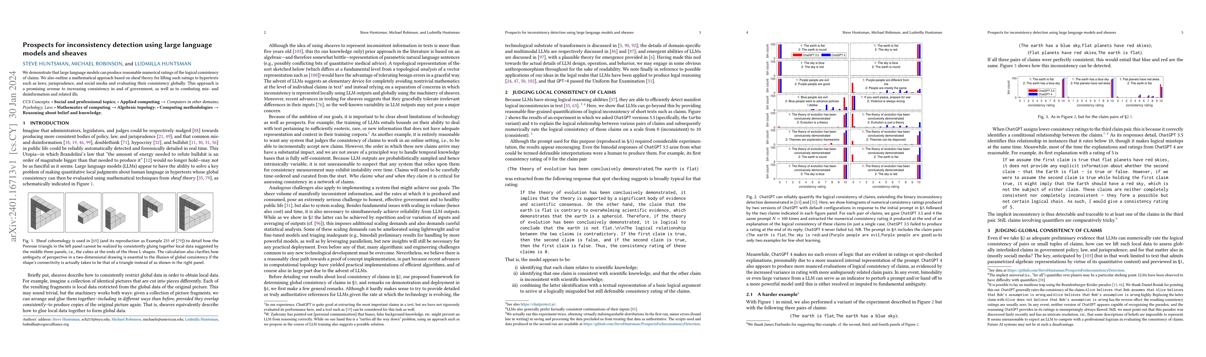 Thumbnail for Prospects for inconsistency detection using large language models and
  sheaves