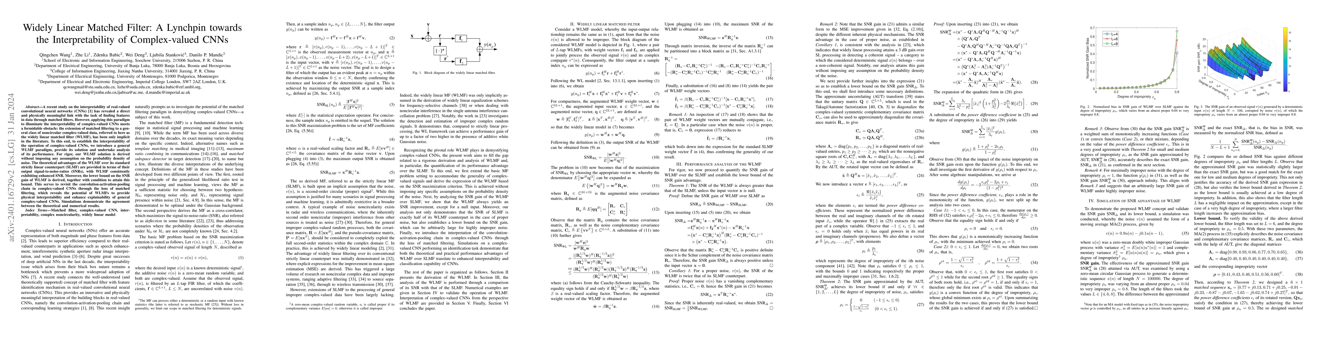 Thumbnail for Widely Linear Matched Filter: A Lynchpin towards the Interpretability of
  Complex-valued CNNs