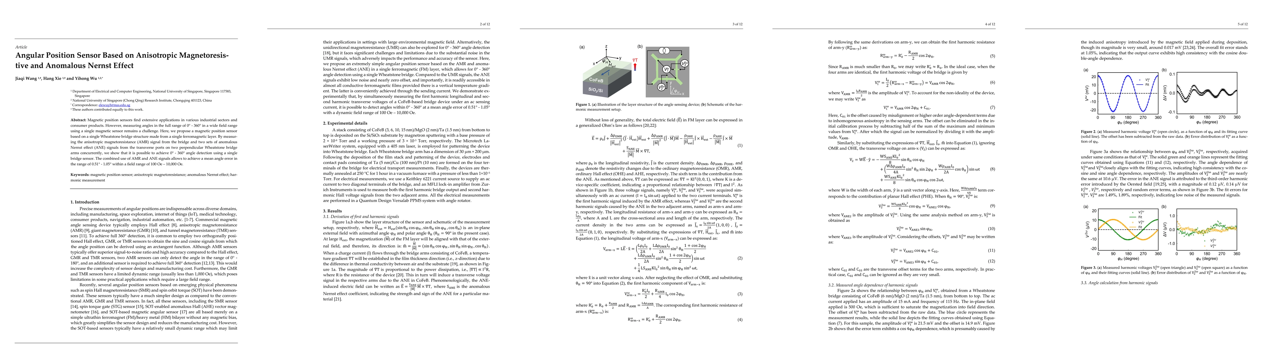 Thumbnail for Angular Position Sensor Based on Anisotropic Magnetoresistive and
  Anomalous Nernst Effect